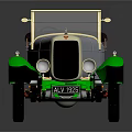 Vintage Silver And Green Convertible Car With Open Top Green Wheels And Classic Design