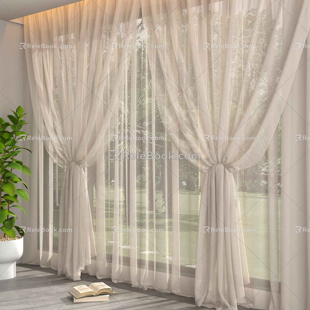 gauze curtain curtain 3d model