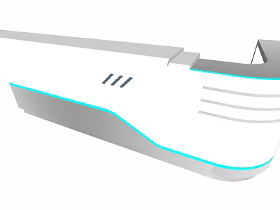 Sleek Modern Reception Desk With White Gray Finish And Blue Accent Lighting 3d model