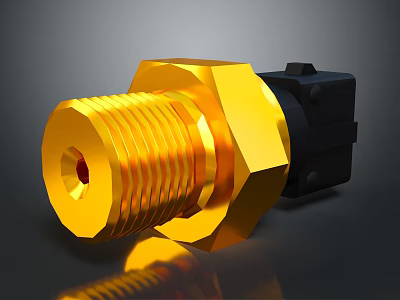 Golden Threaded Connector Component For Smartphone Digital Devices With Black Base 3d model