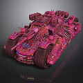 Pink Armored Vehicle With Intricate Mechanical Structures And Large Wheels