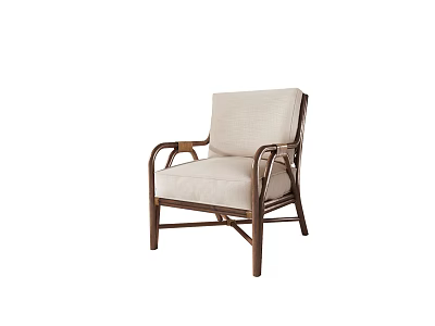 Beige Upholstered Single Sofa With Wooden Frame Armrests And Modern Design 3d model