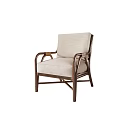 Beige Upholstered Single Sofa With Wooden Frame Armrests And Modern Design