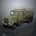 Vintage Green Classic Truck With Open Cargo Bed And Metal Railings