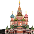 Historic Architectural Structure With Colorful Onion Domes Golden Spire And Red Walls