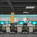 Modern Office Workspace Design With Multiple Computers Desks And Ergonomic Chairs 3d model