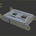 Light Blue Mechanical Structure With Reflective Surface Multiple Holes Square Openings And Connecting Parts