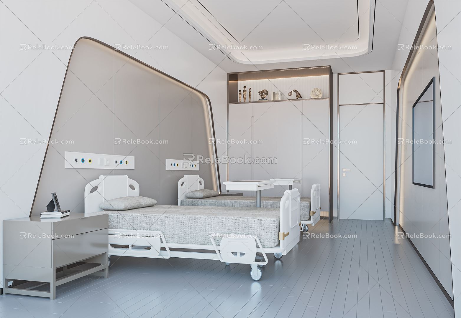 modern ward hospital ward hospital bed bedside instrument medical facility bed 3d model