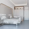 Hospital Outpatient Ward With Modern White Beds Medical Device Interfaces And Storage Cabinets