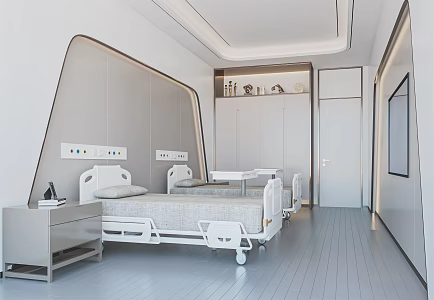 modern ward hospital ward hospital bedside instrument medical facility bed 3d model