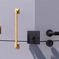 Sleek Modern Golden And Black Metal Door Handles With Rectangular Design On Gray Surface