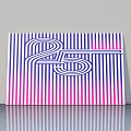 Modern Abstract Artwork With Blue Pink Striped Background And White Number 25 Design