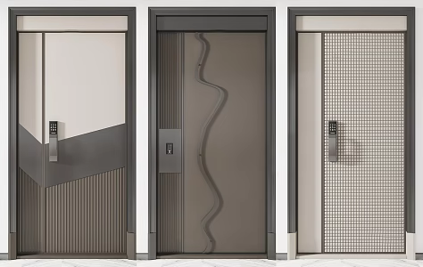 Modern password door 3d model