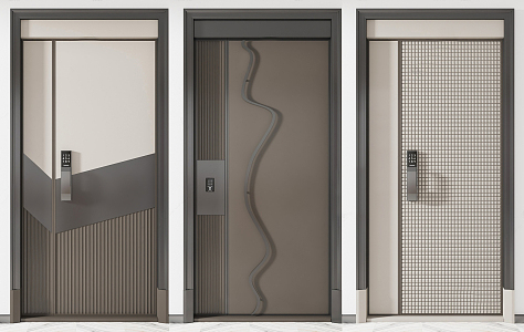 Modern password door 3d model