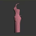 Red Checkered Apron with Halter Neck Design and Classic Pattern 3d model
