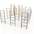 Metallic Ladders in Gold Silver and Brown as Essential Household Items