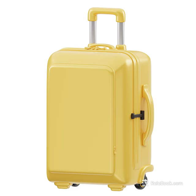 Bright Yellow Hard Shell Suitcase With Telescopic Handle And Rolling Wheels 3d model 