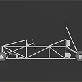 Silver Metal Race Car Chassis Frame With Four Wheels And Steering Wheel