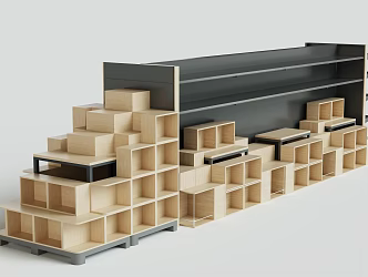 Shelf waterfall pile scene display cabinet 3d model