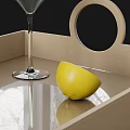 Refreshing Cocktail Drink in Glass with Ice Cubes and Lemon on Black Tray with Martini Glass