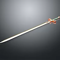 Long Blade Decorative Sword With Metallic Finish Green Orange Hilt
