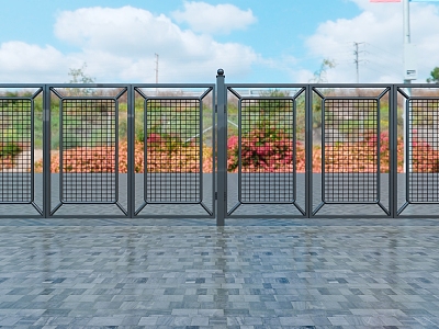 Iron fence effect diagram white steel fence effect diagram 3d model