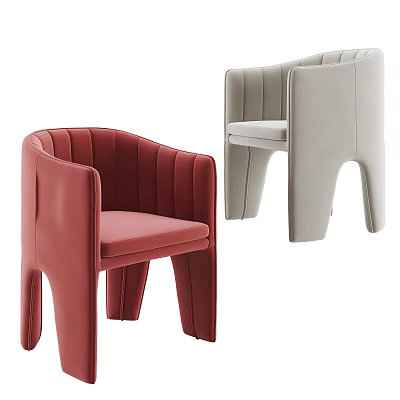 Modern Red and Beige Accent Chairs with Padded Seats Unique Leg Design and Armrests 3d model