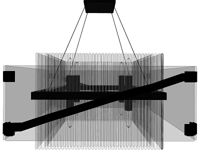Modern Chandelier Design With Geometric Frame Intersecting Beams And Transparent Lines 3d model