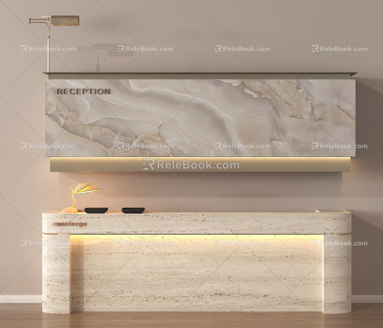 Modern Company Front Desk Background Wall Reception Area Bar Reception Desk Service Desk 3d model