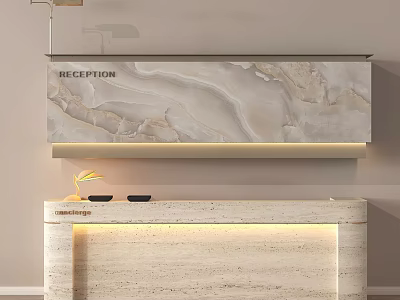 Elegant Modern Reception Desk With Marble Countertop And Illuminated Front Design Features 3d model