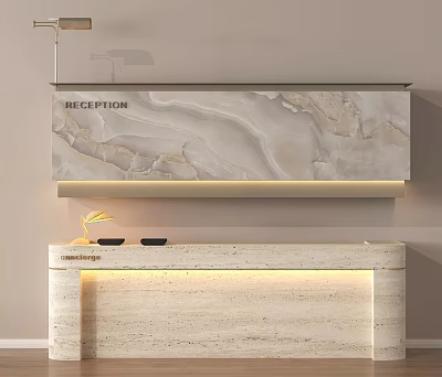Elegant Modern Reception Desk With Marble Countertop And Illuminated Front Design Features 3d model