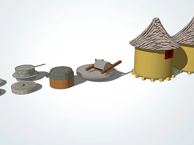 Chinese Stone Mill Country Granary Mill 3d model