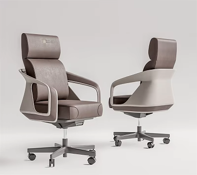 Modern Leather Office Chair With High Back Ergonomic Design And Swivel Wheels For Comfortable Use 3d model