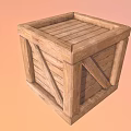 Rustic Wooden Square Crate with Cross Braced Sides and Slatted Panels 3d model