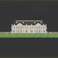Miniature Residential Model House with Black Roof and Windows on Green Lawn