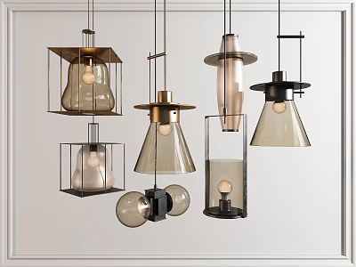 Modern Pendant Lights With Diverse Glass And Metal Designs For Interior Decor 3d model