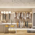 Modern Clothing Store Interior With Display Racks Mirrors And Comfortable Seating Area