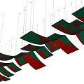 Red and Green Hanging Decorative Pendants with Flowing Sheet Design for Interior Spaces