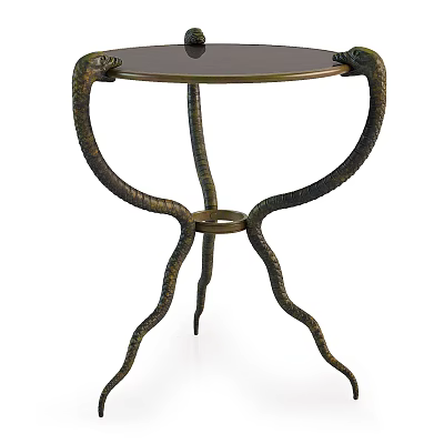 Elegant Bronze Side Table With Snake Shaped Legs And Round Top 3d model