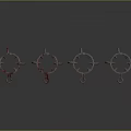 Metallic Ring Components In Red And Silver With Reflective Surfaces On Dark Background