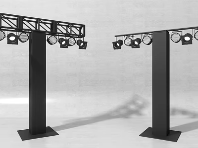 Tall Black Metal Stands With Multiple Round Decorative Lights For Event Decorations 3d model