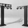 Tall Black Metal Stands With Multiple Round Decorative Lights For Event Decorations