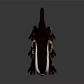 Fantasy Mythical Creature with White Horns Yellow Eyes Dark Body and Golden Collar Anklets Design