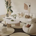 Modern sofa coffee table combination 3d model