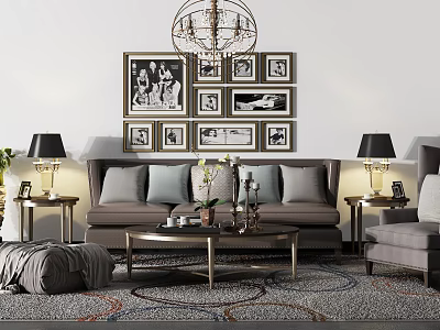 Modern sofa coffee table combination 3d model