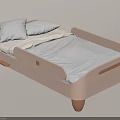 Modern Wooden Kids Bed With Rounded Edges Comfortable Mattress And Pillows