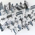 Various Types of Sports Equipment Including Treadmills Dumbbells Weight Benches and Exercise Bikes