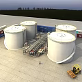 Industrial Equipment Featuring Large Storage Tanks Piping Systems And Platforms At Industrial Facility