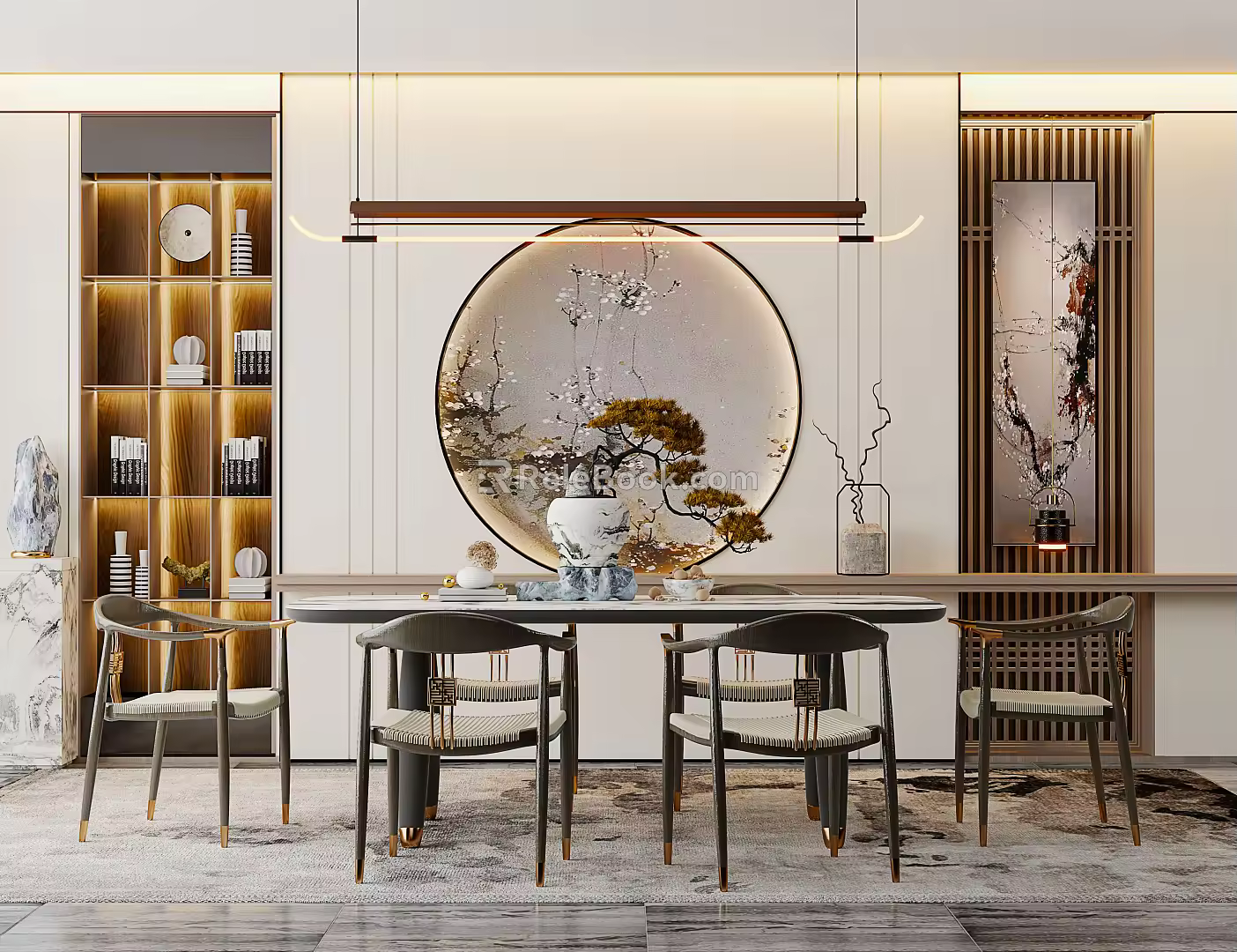 New Chinese Dining Table and Chair Combination 3d model