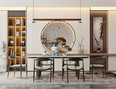 New Chinese Dining Table and Chair Combination 3d model